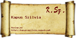 Kapus Szilvia névjegykártya